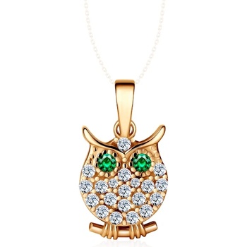 SAVICKI Висулка със сова savicki: жълто злато, цирконий