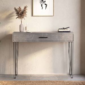 TopMebel Конзолна маса Rochel TopMebel от меламин в цвят бетон сив 120x35x89, 8cm
