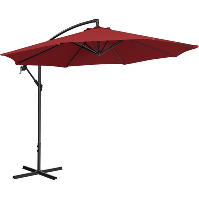 Uniprodo Bočný slnečník vínový okrúhly 300 cm naklápací UNI UMBRELLA R300BO N