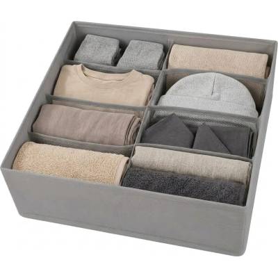 VERK GROUP Organizér na oblečenie a spodnú bielizeň, 8 priehradiek, sivý, 32 x 32 x 10 cm