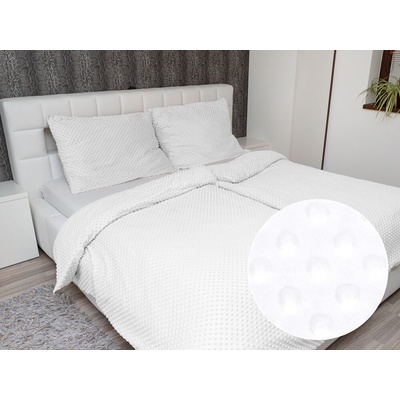 Biante obliečky Minky 3D bodky MKP-033 Snehovo biele 140x220 70x90