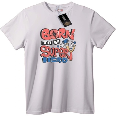 NOONEBRAND Тениска Роден Супер Герой - 5XL, White