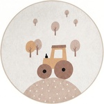 Mila Home Бежов детски килим подходящ за пране ø150 cm Tractor World - Mila Home (HKC-YuvHali-697-150x150)