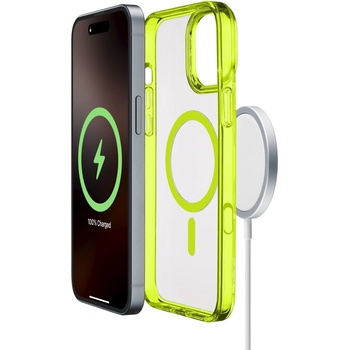 Cellularline Калъф Cellularline - Iconic Mag, iPhone 16 Pro, MagSafe, Lime (ICONICMAGIPH16PROL)