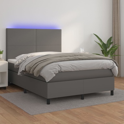 vidaXL 11461.3135829 Boxspring postel s matrací a LED šedá umělá kůže