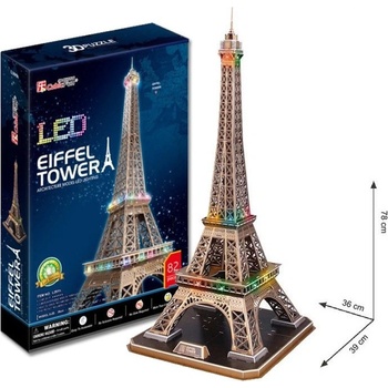 CubicFun 3D puzzle svítící Eiffelova veža 82 ks