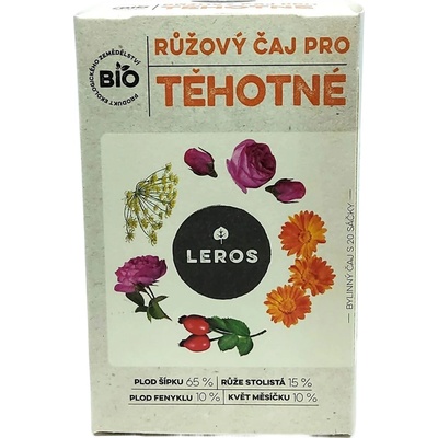 Leros Ružový čaj pre tehotné BIO bylinný čaj 20 x 2 g