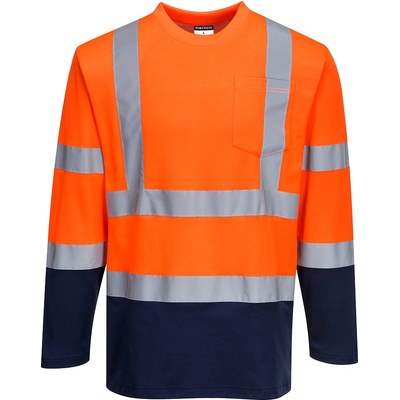 Portwest HI-VIS COTTON S280 Funkční reflexní triko dl. rukáv HV oranžová/námořní modrá XXL