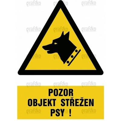 Grafiko | Pozor objekt střežen psy - Text obrázku Pozor objekt střežen psy, Materiál Samolepící PVC folie, Rozměr 297x210mm