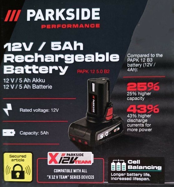 Batterie Parkside Performance 12V 5Ah: Puissance et Durée Accrue Batterie Parkside Performance 12V 5Ah: Puissance et Durée Accrue