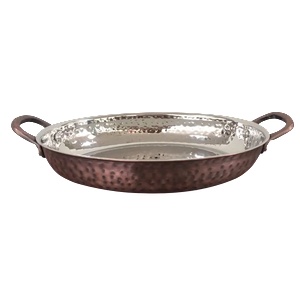 Horecano ANTIQUE-Oвална шола с релеф и медно покритие с две дръжки (25x15.75x5cm) - 700ml (SG-86210(C) (0184208)