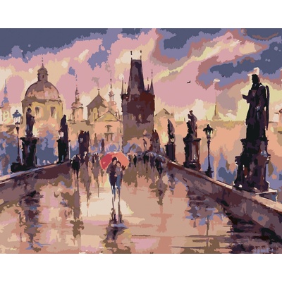 Zuty Malování podle čísel Karlův most v dešti 80 x 100 cm vypnuté plátno na rám