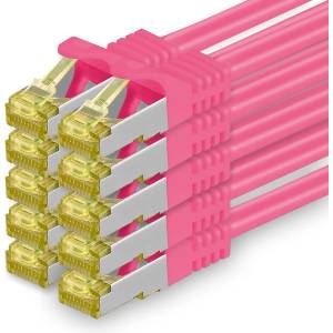 1aTTack. de Cat. 7 network cable 2m magenta 10 pieces Cat7 Ethernet cable network LAN cable raw cable 10 Gb s SFTP PIMF LSZH set patch cable with Rj 45 plug Cat. 6a - 4251073616940