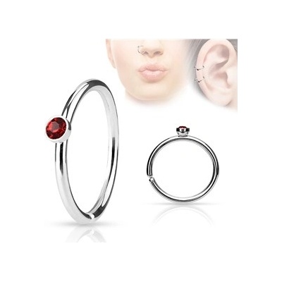 Šperky4U piercing do nosu ucha kruh s červeným kamínkem N01161-R