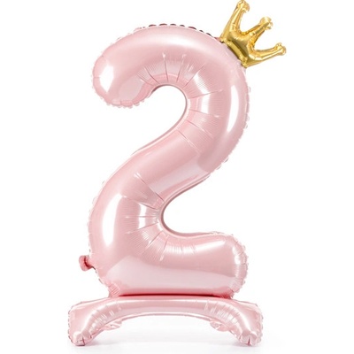 Partydeco Fóliový balónek č. 2 stojící 84cm růžový
