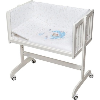 Interbaby Бебешка мини кошара Interbaby - Мече, със спален комплект, син (CM024-01)