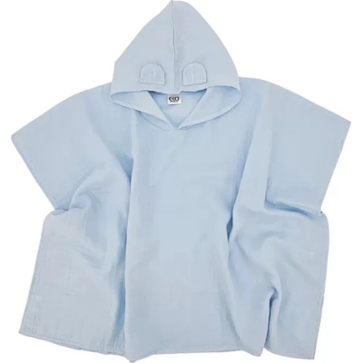 EKO pončo mušelínové s kapucí a oušky blue 75 x 120 cm