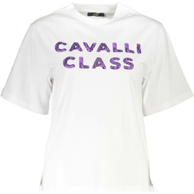Štýlové Dámske Tričko s krátkym rukávom CAVALLI CLASS Biela Biela