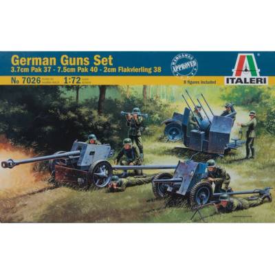 Italeri German Guns Set 37mm PaK 37 + 75mm PaK 40 + 20mm FLAK 38 1/72