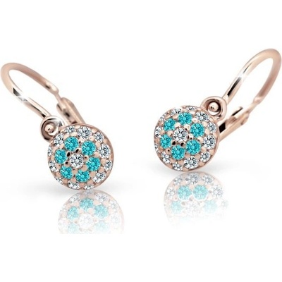 Danfil dětské náušnice C2150 z růžového zlata s kamínky Mint Green zapínání brizura