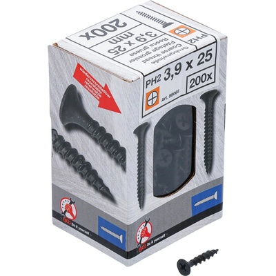 Kraftmann 88065 Sadrokartónové skrutky PH2 hrubý závit 3,9 × 25 mm 200 ks