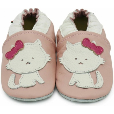 Carozoo Kožené capáčky s koženou podrážkou kočička růžová Růžová – Zboží Mobilmania