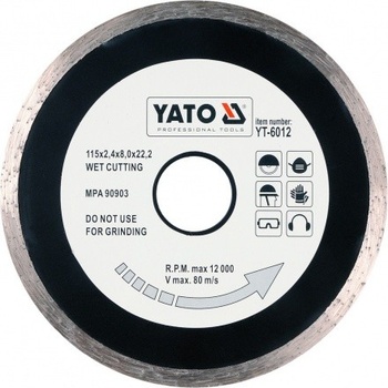 Yato Kotouč řezný diamantový 115 x 22,2 x 2,1 mm YT-6012