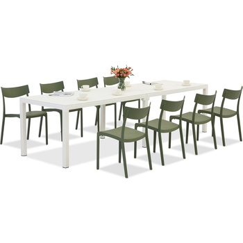 BICA King Double/Provence комплект градински мебели в бяло и зелено за 8 души Bica (BC439BL-8xBC308ZIE)