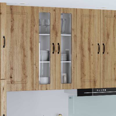 vidaXL Стенен стъклен шкаф LUCCA Дъб артизан 60 x 31 x 100 см (885184)