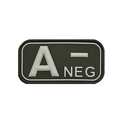 Patch označenie krvnej skupiny, A- NEG - čierny