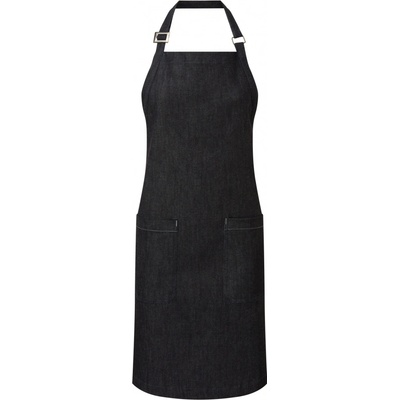 Premier Workwear Pracovná zástera za krk z biobavlny - 2 vrecká PR113 Black Denim 80 x 72 cm