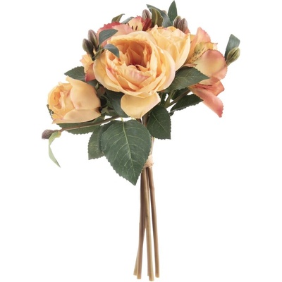 Dekorativní umělá květina růže/lilie ve svazku žlutá 26 cm