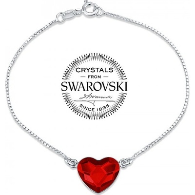SILVEGO strieborný náramok so Swarovski Crystals srdce červené VSW063B
