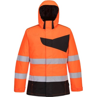 PortWest HI-VIS PW261 zimní reflexní bunda voděodolná HV oranžová/černá