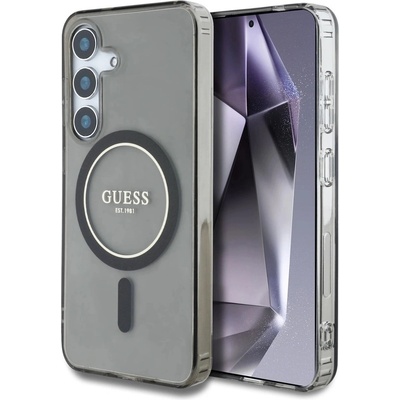 GUESS Калъф Guess Glitter Circle Classic Logo MagSafe за Samsung Galaxy S25 черен (3666339449759)