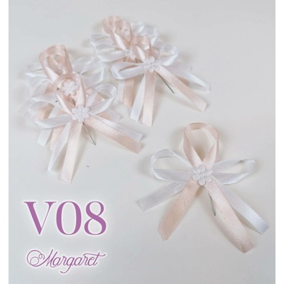 Saténové svatební vývazky V08 (Light Peach)