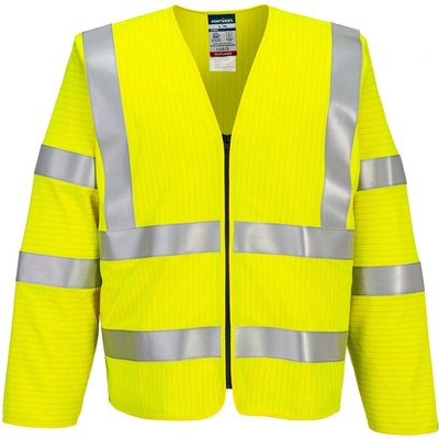 PortWest HI-VIS Bizflame FR616 reflexní antistatcká a nehořlavá vesta na zip s dlouhým rukávem HV žlutá