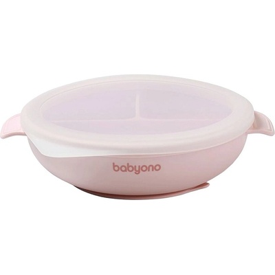 Babyono Силиконова чиния с вендуза и капак Babyono - Розова (5901435417683)