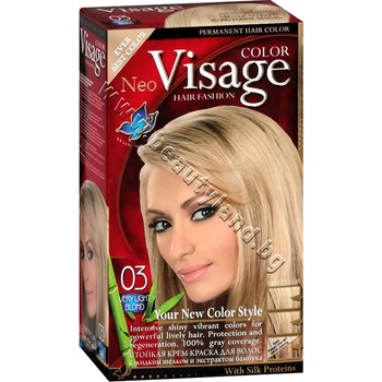 Боя за коса Visage Fashion Permanent Hair Color, 03 Very Light Blond, p/n VI-206003 - Трайна крем-боя за коса, много светло руса (VI-206003)