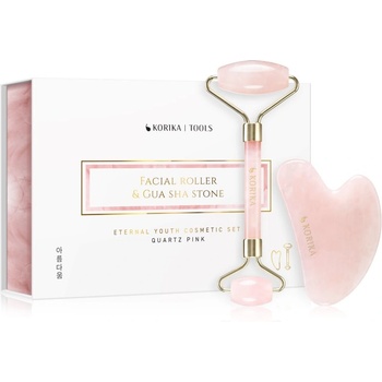 KORIKA Tools Face Roller & Gua Sha масажно валяче за лице и масажно приспособление Quartz Pink