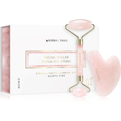 KORIKA Tools Face Roller & Gua Sha масажно валяче за лице и масажно приспособление Quartz Pink