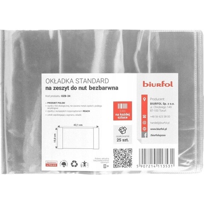 Obal na zošit notový A5 Biurfol 15 x 43,1 cm