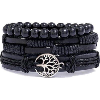 Izmael pánske náramky Silver Tree of Life Čierna KP33179