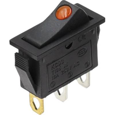 Kolískový vypínač obdĺžnikový s kontrolkou KCD3, ON-OFF, 250V/16A Žltá