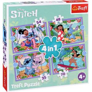 Trefl Пъзел Trefl 4 в 1 - Шантавият ден на Лило и Стич (34633) - ozone