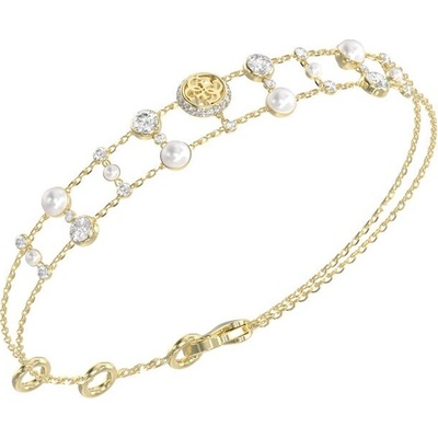 Guess Dvojitý pozlacený náramek Tiny Pearly JUBB05512JWYG 18,4 cm