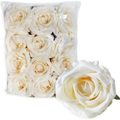 Růže hlava textil 12ks/10cm krém