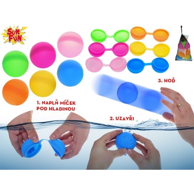 Sun Fun míčky na vodu 6 cm znovupoužitelné 6 ks