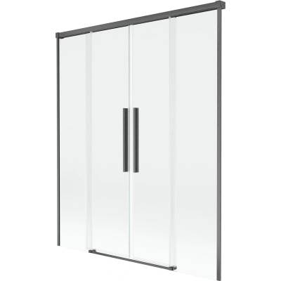 Mexen Rox двукрилен подвижен параван за вана 140 x 150 cm, прозрачен, четка сива (8C9-140-002-66-00)