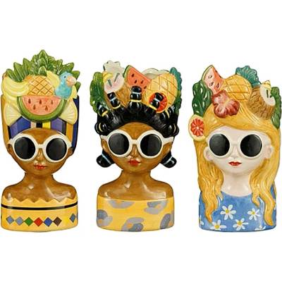 Mica КАШПА КЕРАМИЧНА kayaye lady l9.5хw8.5хh17.5см СИНЯ/ЖЪЛТА/ОРАНЖЕВА (1173803)